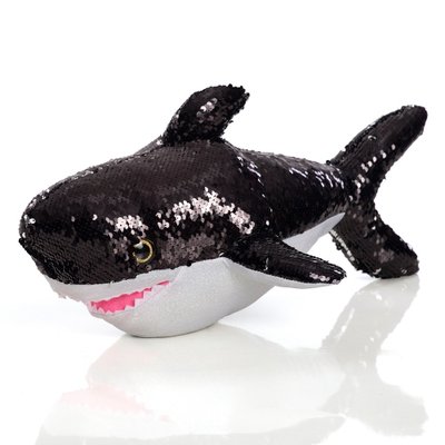 Tubarão de Pelúcia 53 cm - Magic Shark Com Paetê Reverso
