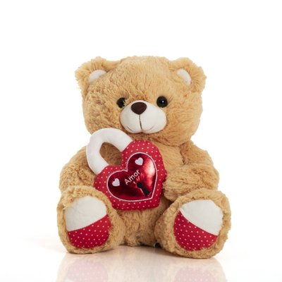 Urso de Pelúcia 30 cm Sentado - Coração Cadeado