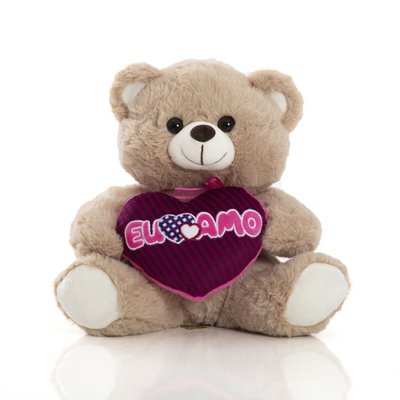 Urso de Pelúcia 25 cm - Lizzie Com Coração Eu Te Amo